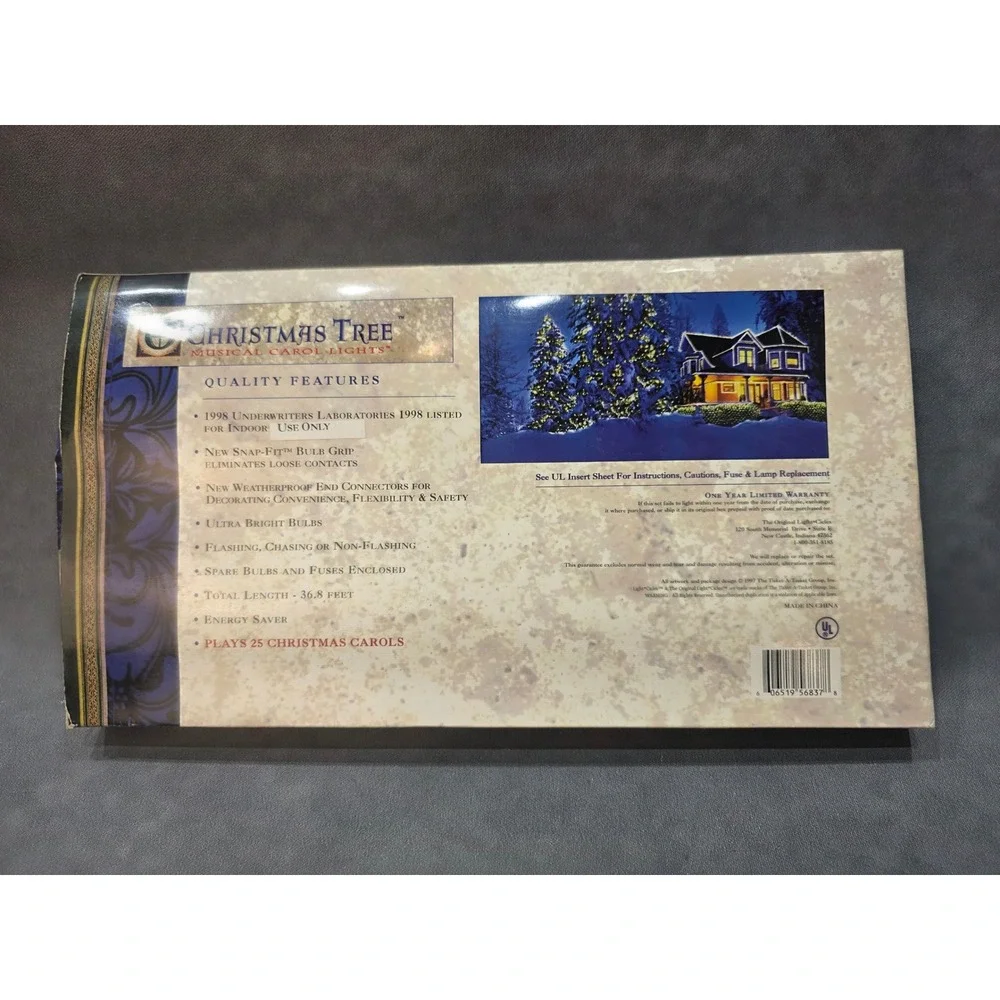 Christmas Tree Musical Carol Lights 100 Clear Bulbs 25 Songs 36.8 Ft Indoor